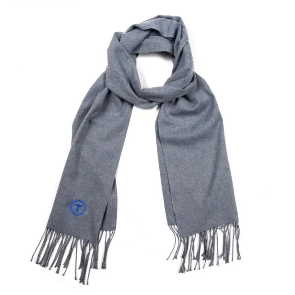 TRILLORY Gray Cashmere Blend Soft Fringed Scarf